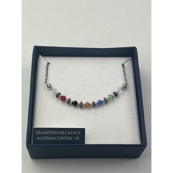 Bob Siemon NIB Salvation Necklace Sterling Silver 18" Austrian Crystal Dainty - Picture 6 of 10